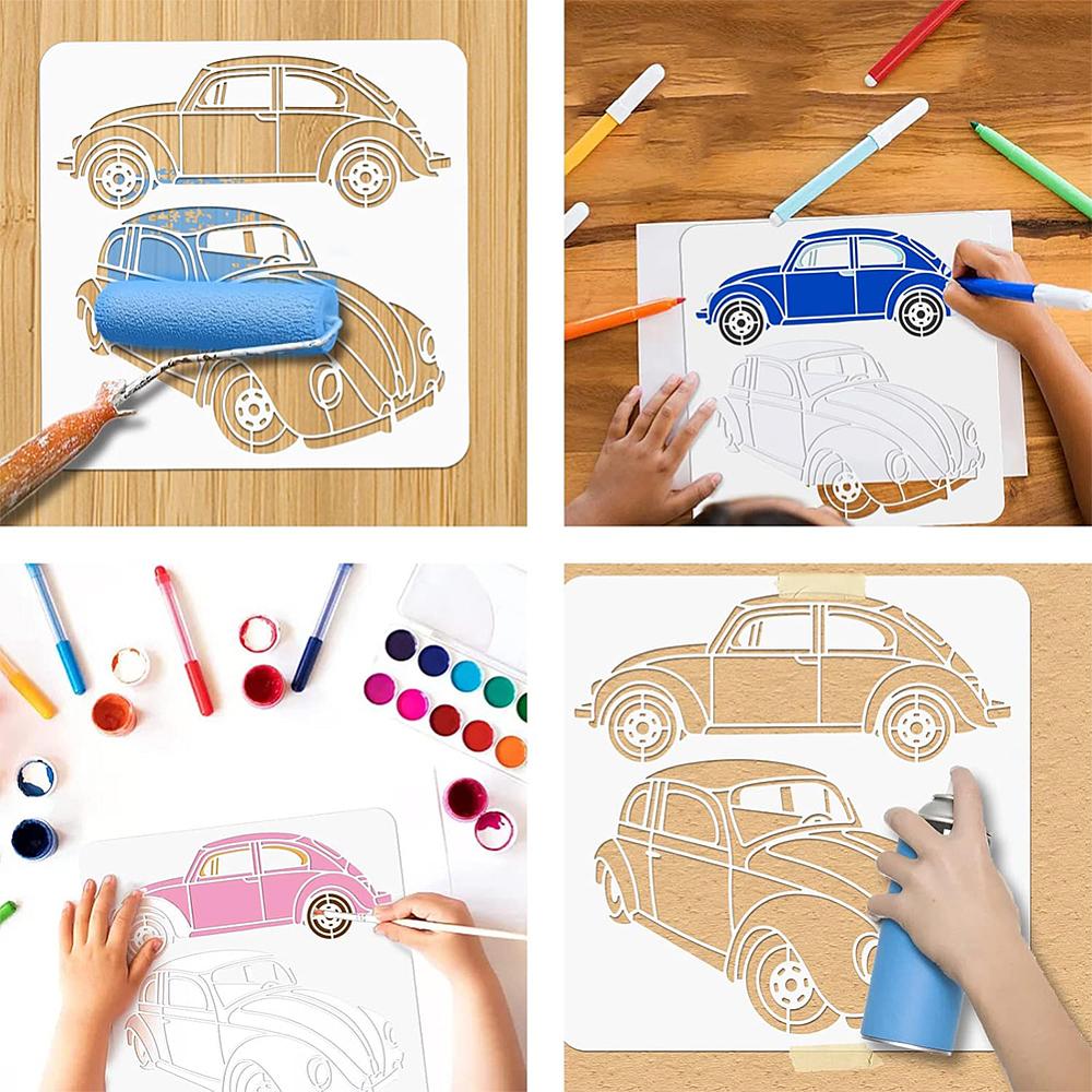 PET Hollow Out Drawing Painting Stencils, for DIY Scrapbook, Photo Album, Butterfly Farm, 300x300mm