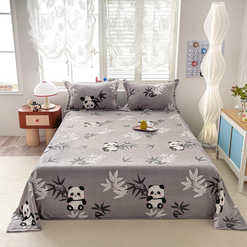 Cartoon Style Bedsheet Velvet Bed Linen Skin-friendly Flat Sheet Warm Bed Sheet for Winter Home Sheets sabanas (No Pillowcase)