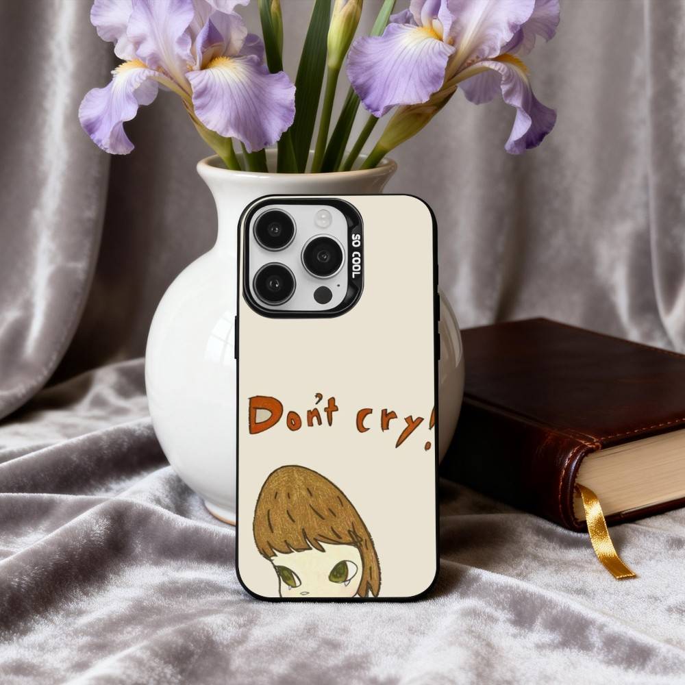 Cute Y-Yoshitomo Nara Phone Case For iPhone17,16,15,14,13,12,11 Plus,Pro Max Black Candy Silver Plated Cover
