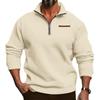Plus Size Winter Fleece-Lined Half-Zip Stand Collar Pullover Plain Colour Casual Sweatshirt for Men