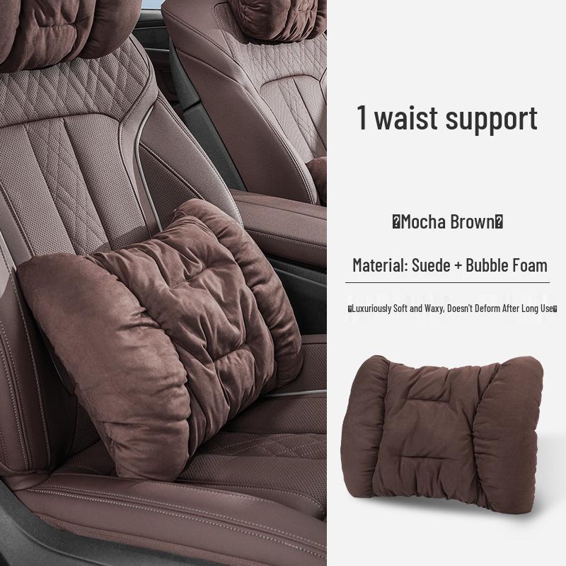Роскошный зимний замшевый подголовник для автомобиля: Плюшевая подушка для поддержки поясницы и шеи