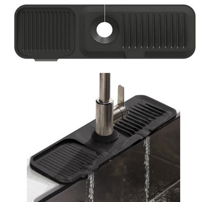 Tapis De Robinet En Silicone - AIMOONSA - 45x14 Cm - Noir - Pour Robinets Ø 3,5–6 Cm - Antigoutte