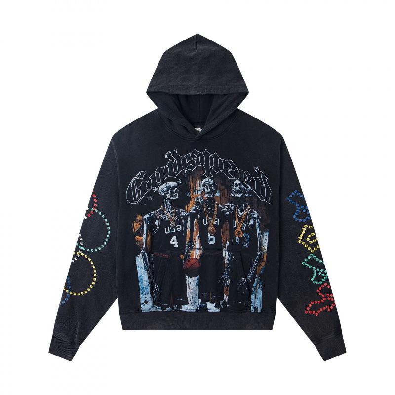 Odspeedss осень и зима новый прямой принт стирка вода ретро чистый хлопок хип-хоп красота тренд худи свитер