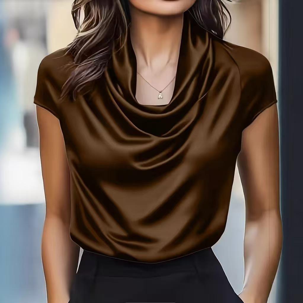 New, swinging collar pendant short-sleeved top casual versatile shirt women