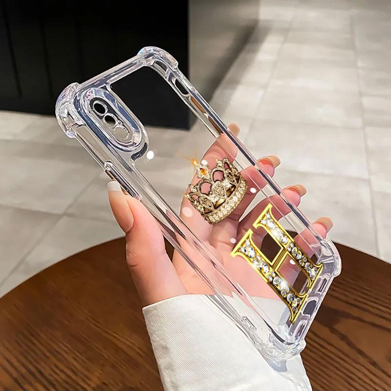 Letter H X V U D A Crown Phone Case For Samsung Galaxy A57 A56 A36 A37 A55 A54 A52 A35 A34 A17 A16 A15 A07 A06 Soft Clear Cover