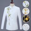 Gold Embroidered Men's Zhongshan Suit with Stand Collar for Performance or Chinese Wedding