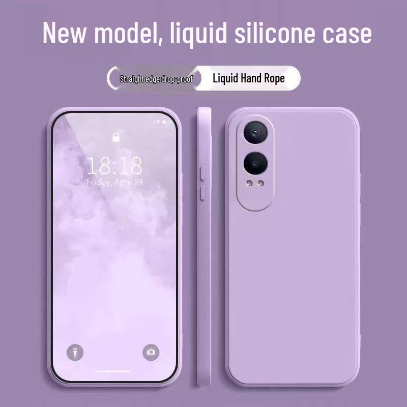Чехол для Oppo K12x: Простой Однотонный Цвет, Жидкое Полное Покрытие, Защита от Падений, Мягкий Силикон, Дизайн с Прямыми Гранями.