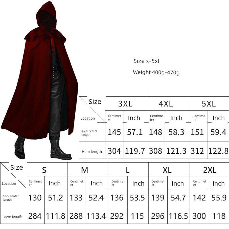 Medieval Hooded Coat Gothic Trench Coat Halloween Devil Wizard Death Cloak Robe Cape