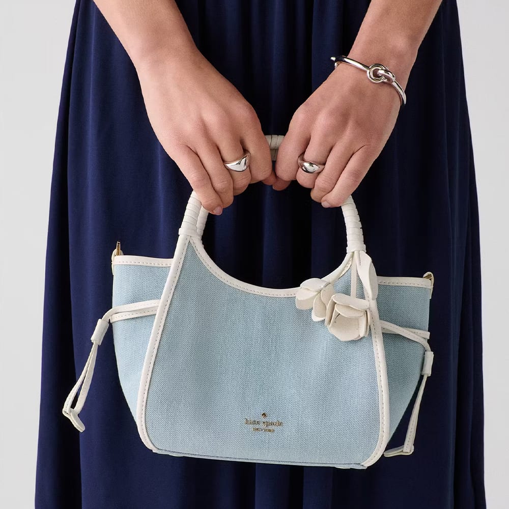 Kate Spade Fabric Handbag Mini Women's Blue KN646-1