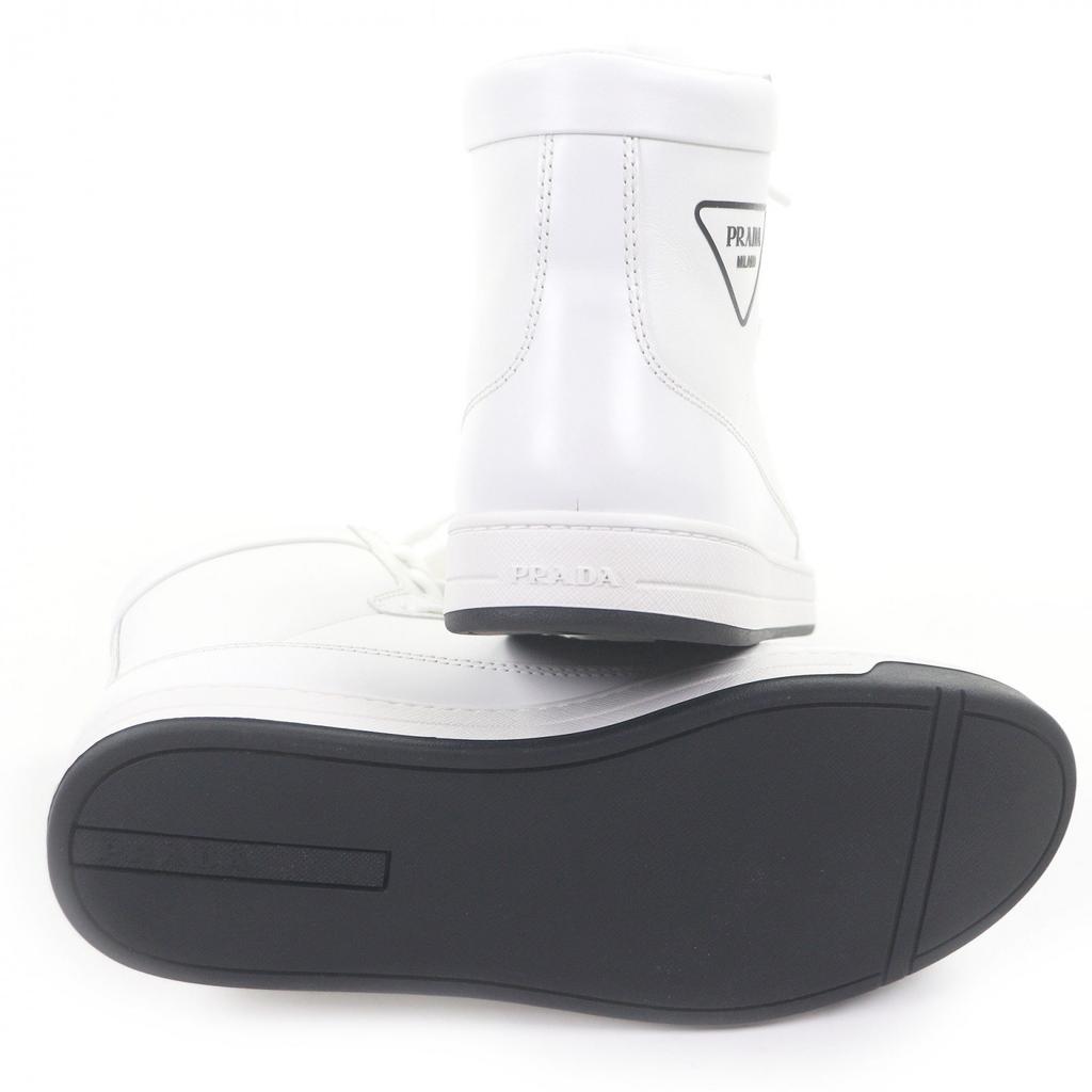 Отличные высокие кроссовки PRADA Треугольный логотип белая кожа мужские 6 1T638M Б/у