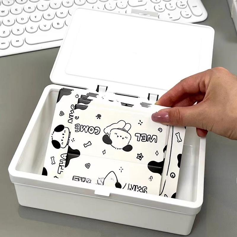 1Pc Korean Acrylic White Storage Box Blind Box Card Korean Photocard Storage Box Photo Card Organizer Compartment Flip Box