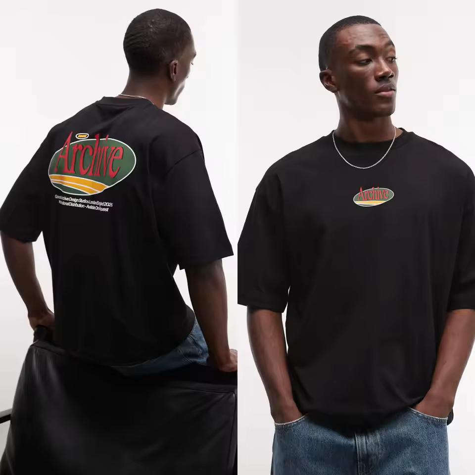 2026 New Washed Cotton T shirt Unisex Oversized Drop Shoulder Neutral Tone Line Print Soft Daily Casual Short Sleeve Tops