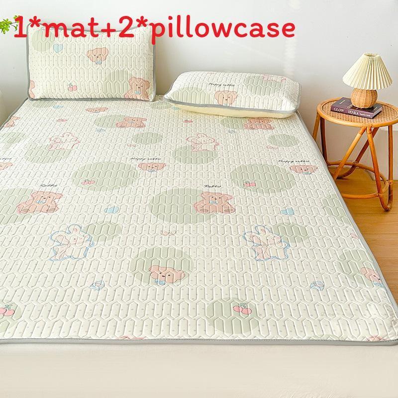 Summertime Bear Butterfly Dog Flower Patternlatex Bed Mat With Waterproof Print Material And Soft Pillowcases