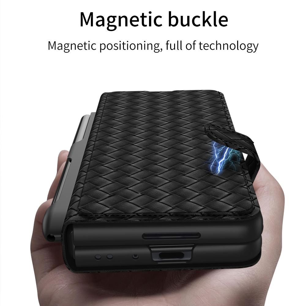 Роскошный кожаный кошелек с S Pen, держатель для карт, чехол для Samsung Galaxy Z Fold 3, 4, 5g, чехол с полной защитой на 360 °, Fundas