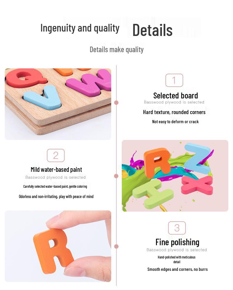 Children's 3D Number & Letter Puzzle Board - Educational Shape & Color Matching Toy