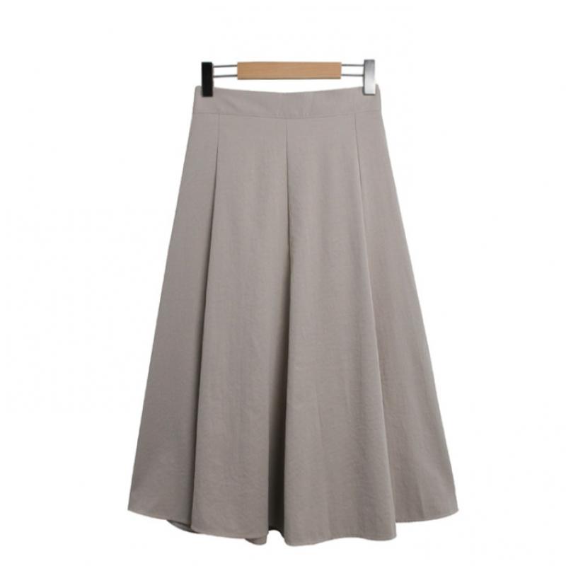 Shop Women S elaStic waiSt Panel Seamed Flare Long Skirt Beige Stj wSk 4865