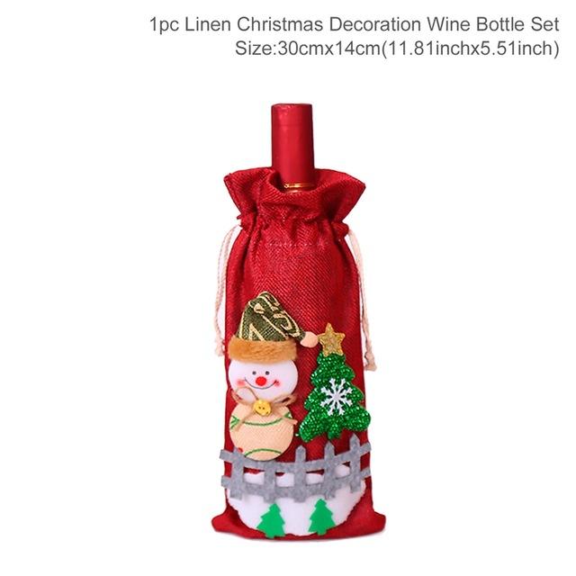 New Year Wine Bottle Cover Merry Christmas Decor For Home Christmas Table Decor Gift