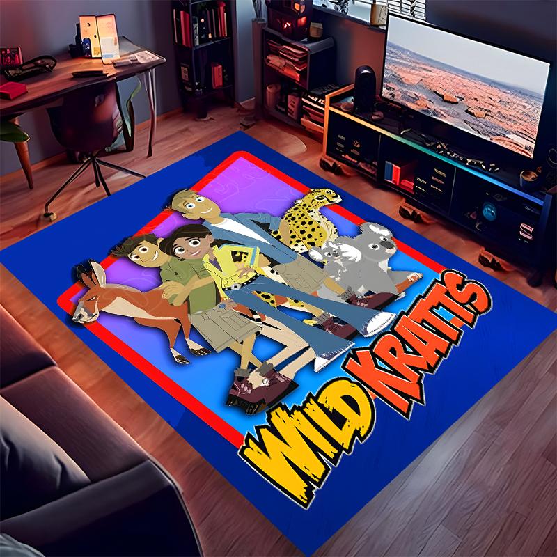 1pc Wild Kratts Print Area Rug - Soft,Washable Non-Slip Indoor Mat for Office Chairs,Living Room,Home Office Decorative Rug