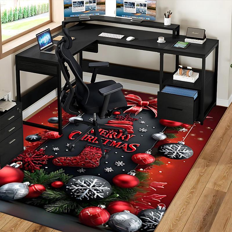 Christmas Office Chair Mat - Anti-Slip Carpet with Anime Cartoon Design, Perfect for Home Decor, Living Room, Bedroom, Gaming Room & Dormitory.R061