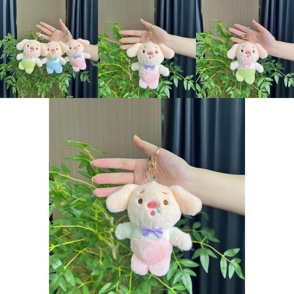 Adorable Piglet Plush Keychain With Soft Short Plush And Cute Cartoon Design In Green Blue Pink