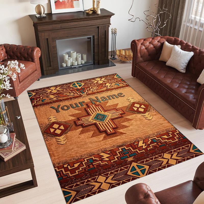 American Patriotic Theme Crystal Velvet Rug Personalized Custom Name Text Soft Floor Mat Home Decor