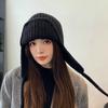 Защитная вязаная шапка для ушей, зимняя теплая, морозостойкая, летная шапка, однотонная шерстяная вязаная шапочка, корейская женская шапочка