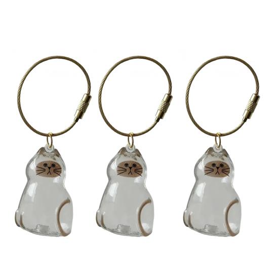3Pcs Cat Hair Storage Box Keychain Transparent Acrylic Dog Hair Memorial Bottle Pet Hair Collector Container Key Ring Pet Owner Keepsake Gift