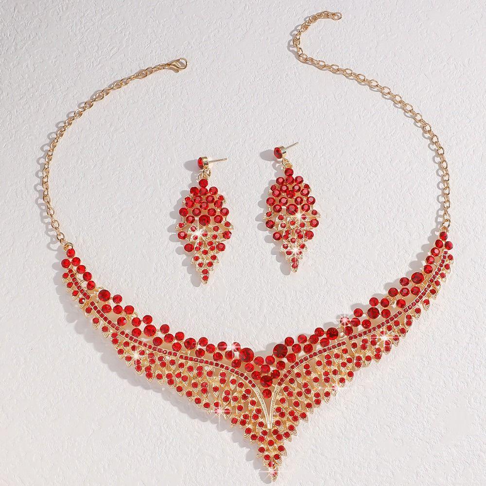 Модный набор ювелирных украшений с инкрустацией стразами, цепочка на ключицу, ожерелье, набор серег, для вечеринки
