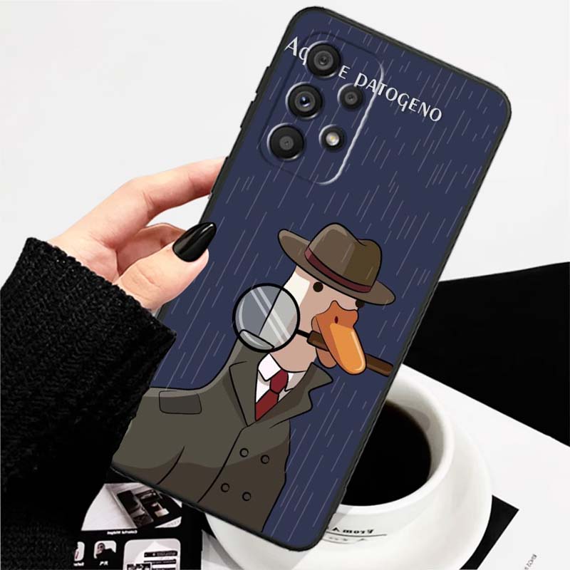 Мультяшный аниме-утенок Для Samsung A73 A72 A71 A55 A54 A53 A52 A51 A13 A22 A16 A15 A12 A14 A26 A07 5G Черный чехол для телефона