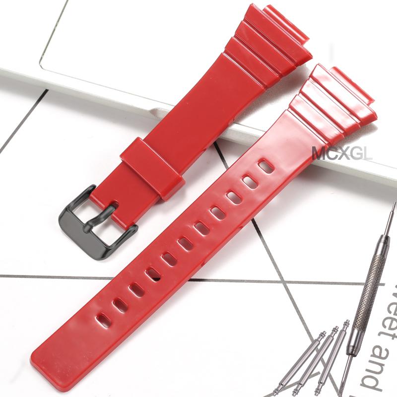 Смоляной ремешок для часов Casio W-215H W215H W-217H F105W F108WH Запасной ремешок 18 мм Водонепроницаемый Спортивные аксессуары для часов