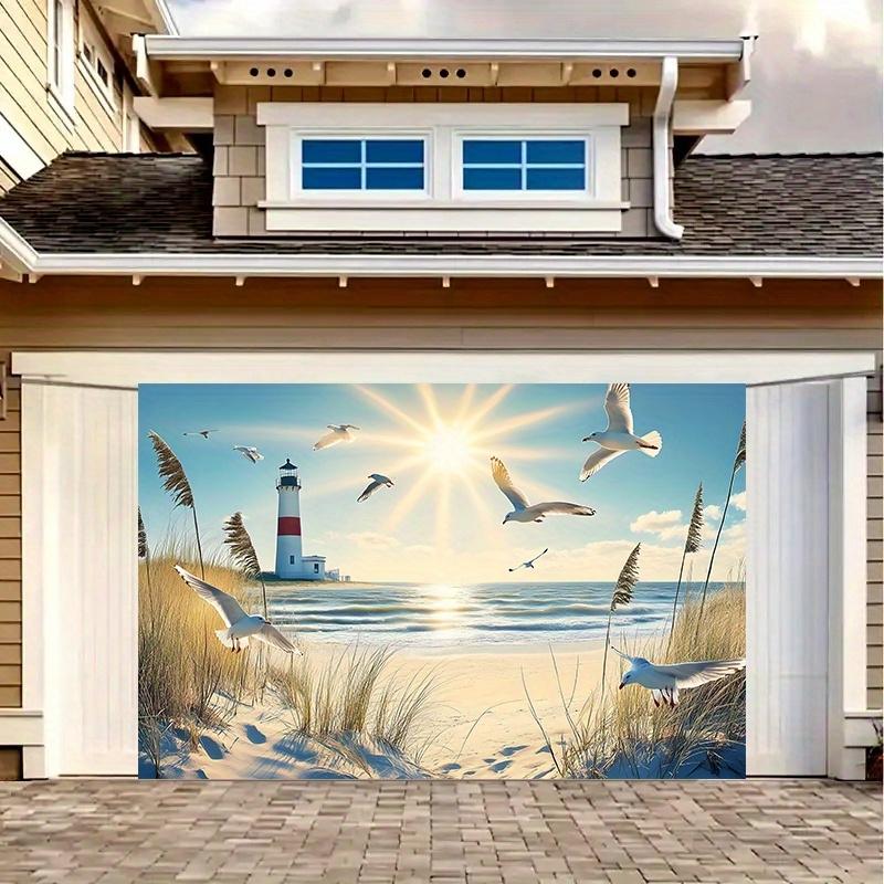 1 piece 2D flat coastal lighthouse and seagull banner - suitable for home room and event décor beach-themed decor wsj