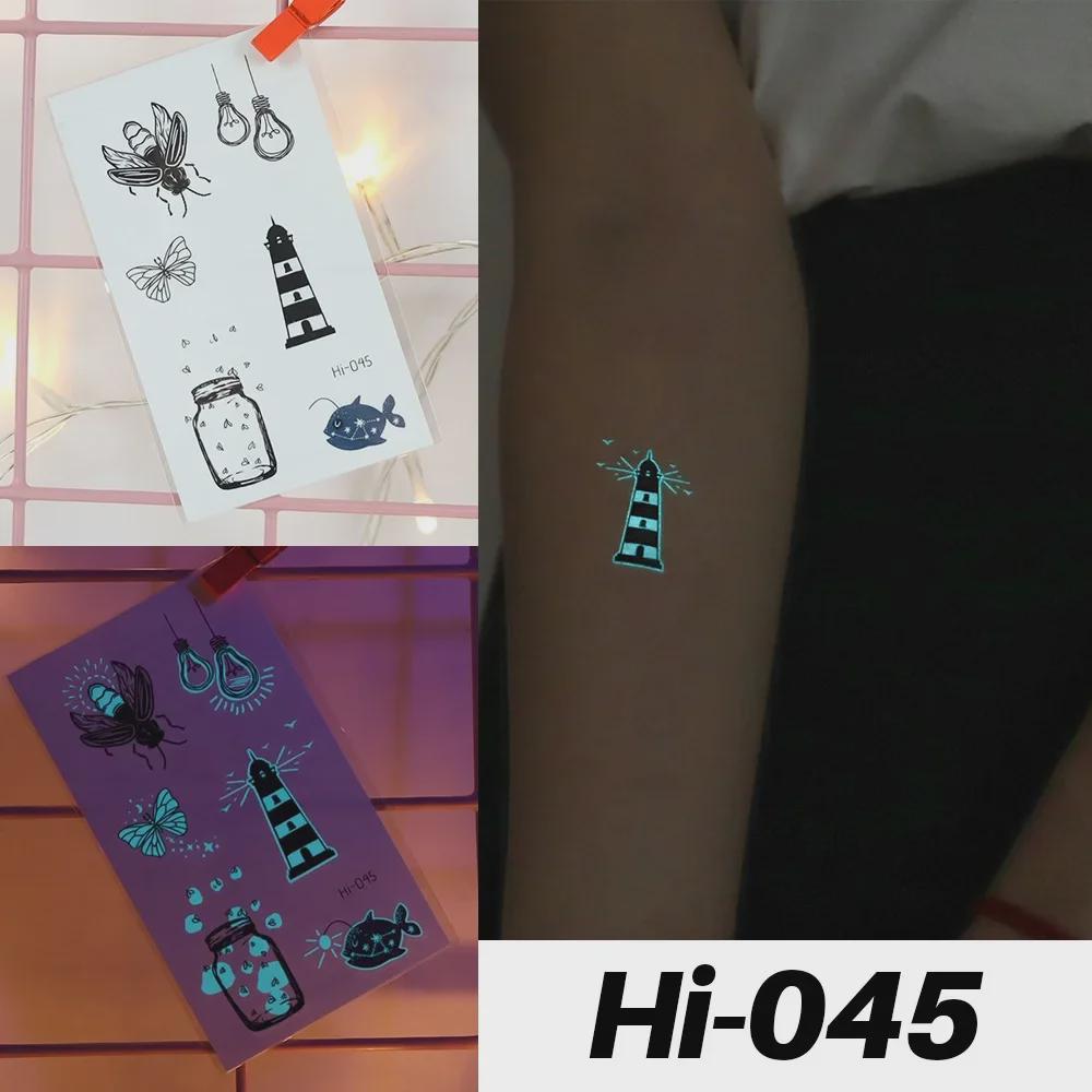 Светящиеся синие водонепроницаемые наклейки для татуировок: Дизайны змей и бабочек для музыкальных фестивалей