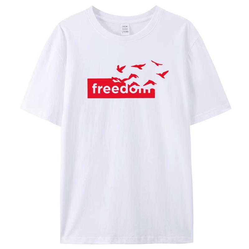 2025 Luxury Summer Fashion Cotton Round Neck T-shirt Freedom Printed Short Sleeves For Men And Women Can Be Loose And Versatile