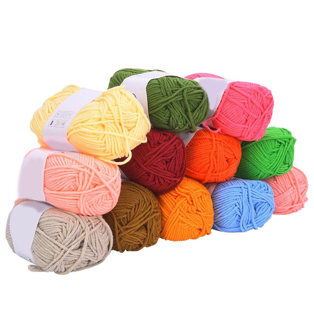 12 Colors Milk Cotton Yarn Crochet Cotton Knitting Thread Soft Warm Baby Yarn