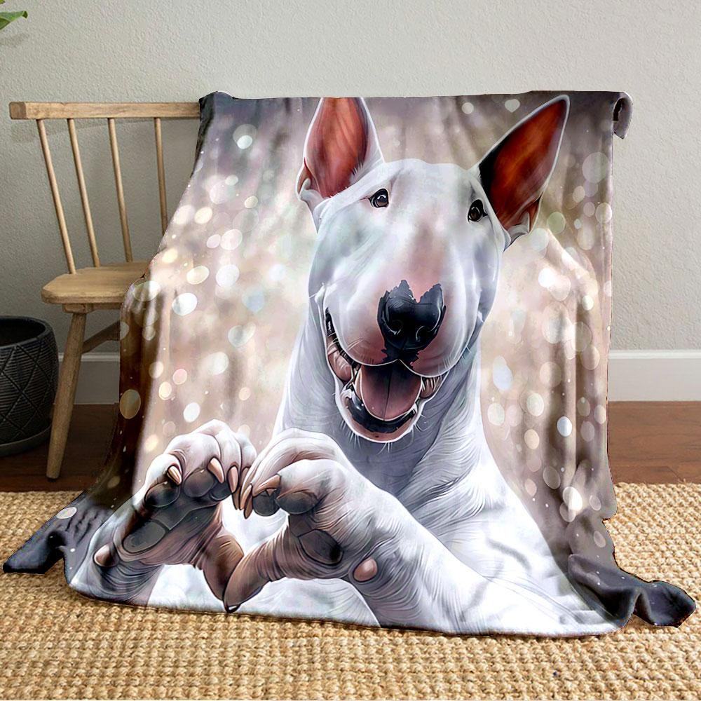 Bull Terrier Dog Making Heart for all seasons blanket lunch break throw gift