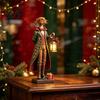Christmas Fireplace Decor Gentleman Dachshund Figurine Suit Statue with LED Light Lover Gifts Lantern Holiday Tabletop Decor Gift for Dog