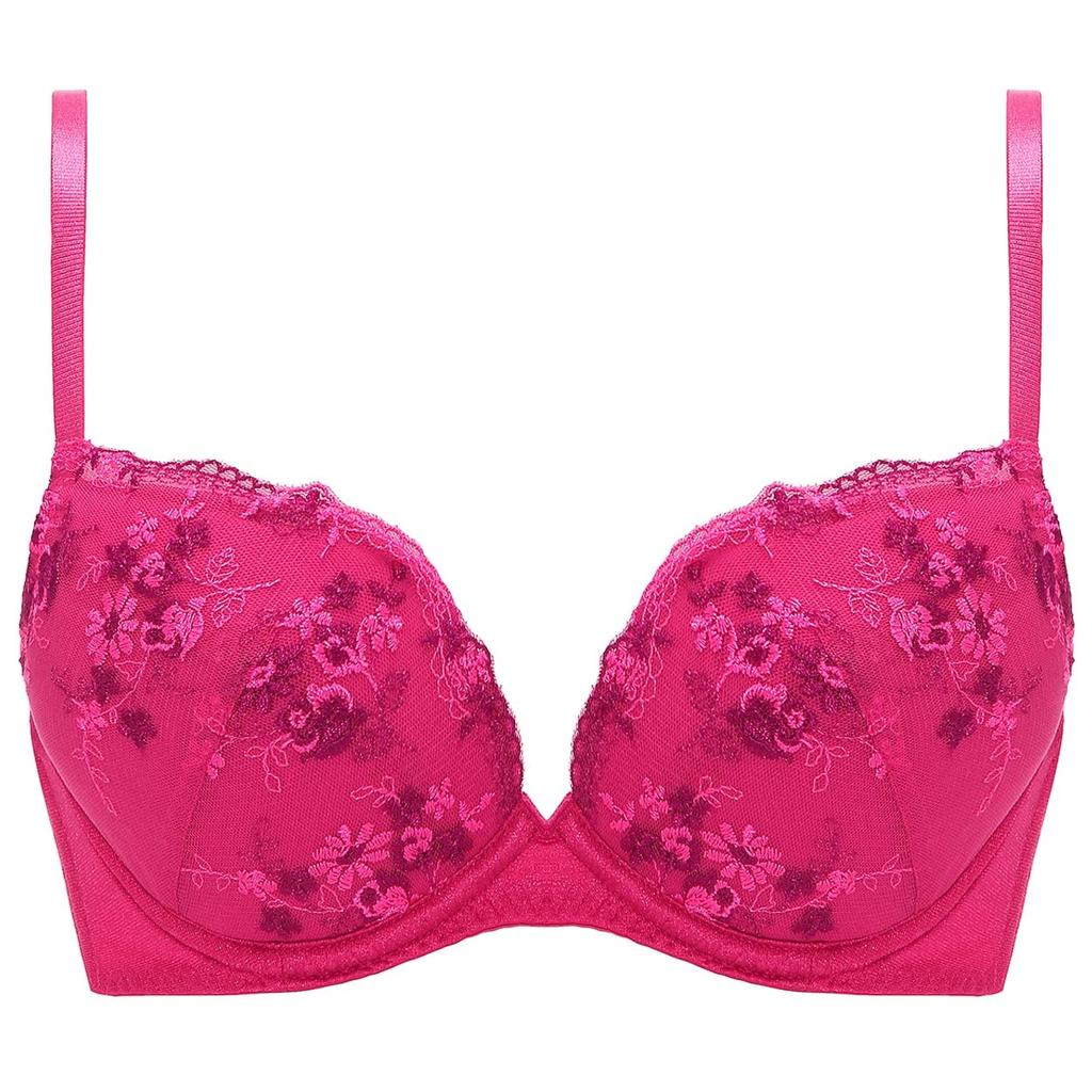AMOSTYLE BY Triumph Entry Collection Bra Panty Set M020 C65 Push-Up & (Pretty Bouquet) Women's (Lipstick Pink)