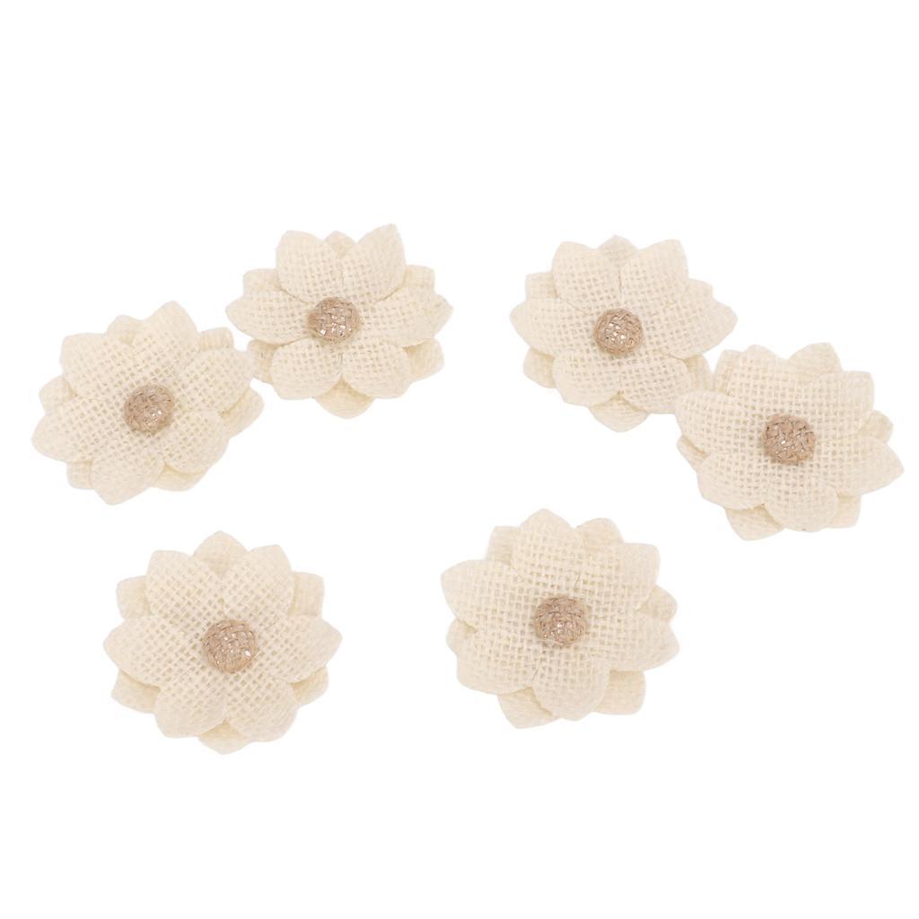 6 шт. мешковины цветы в форме лотоса европейские ретро сделай сам мешковины цветы ручной работы белые цветы из ткани