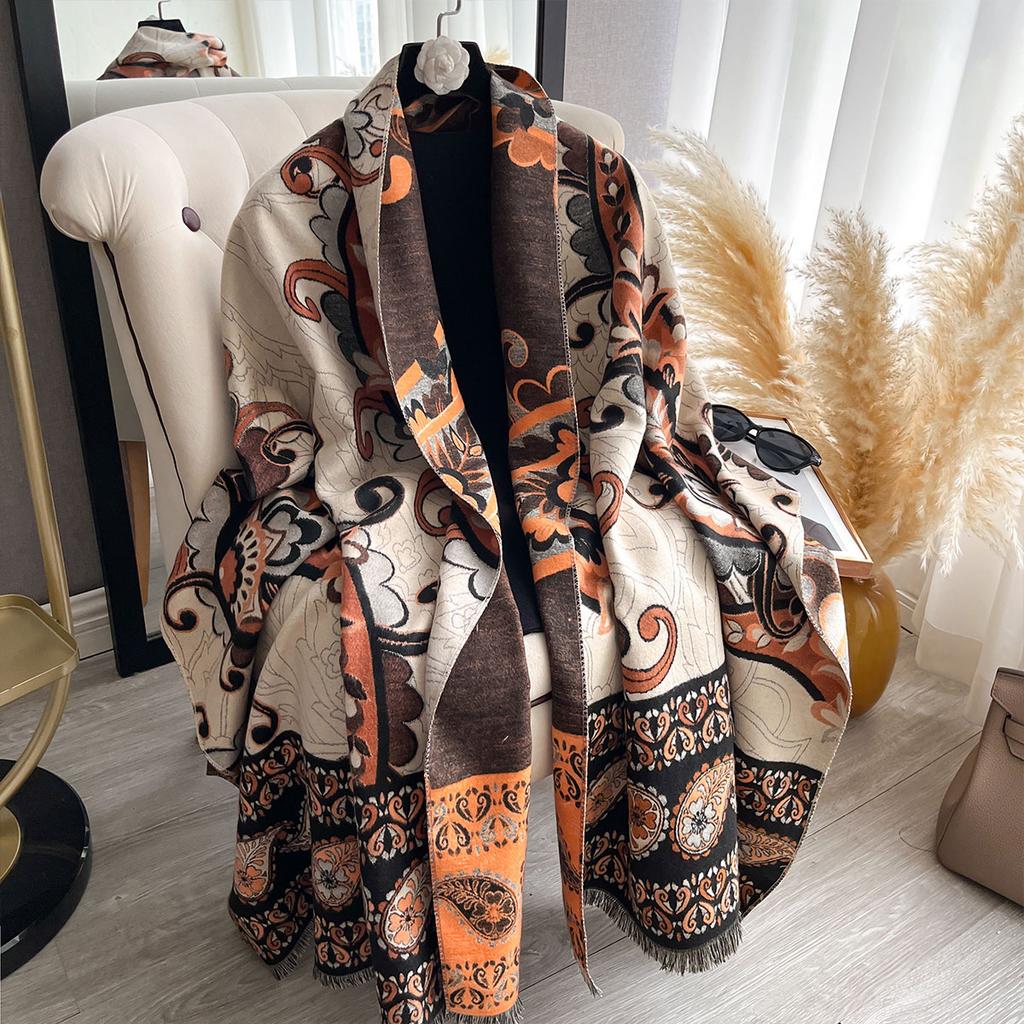 Winter Elegant Cashmere Scarf For Women Paisley Wrap Female Pashmina Luxury Brand Poncho Thick Blanket Cozy Bufanda Echarpe