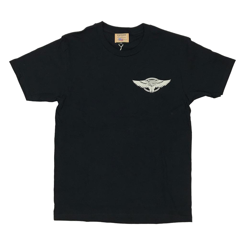 Vanson Leather Eagle Short Sleeve Tee (882V067) Black, Medium