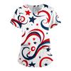 Women's Fashion V-neck Short-sleeved Work Dress With Pockets Independence Day Printed Top Carer Suit