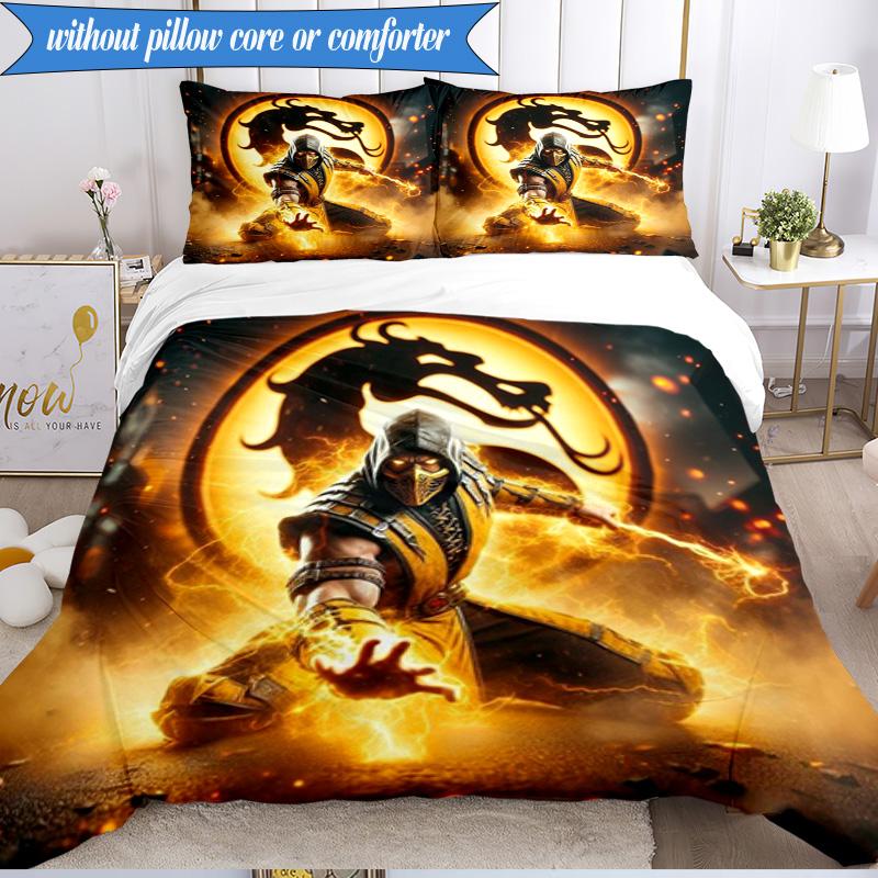 Warriors Of The Mortal Kombat 3pcs K-pop music group Bedding set,Ideal for Bedroom, Dormitory,Including Duvet Cover And 2pcs Pillowcases,Fan gifts