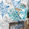 Christmas Blue Green Snowflakes Bedroom Transparent Sheer Curtains Holiday Decoration Window Voile Tulle Curtain