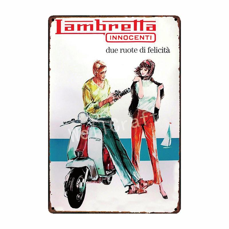 [ WellCraft ] Жестяная табличка с изображением мотоцикла Lambretta, домашняя настенная табличка, картина, декор для магазина 20*30 см FG-204