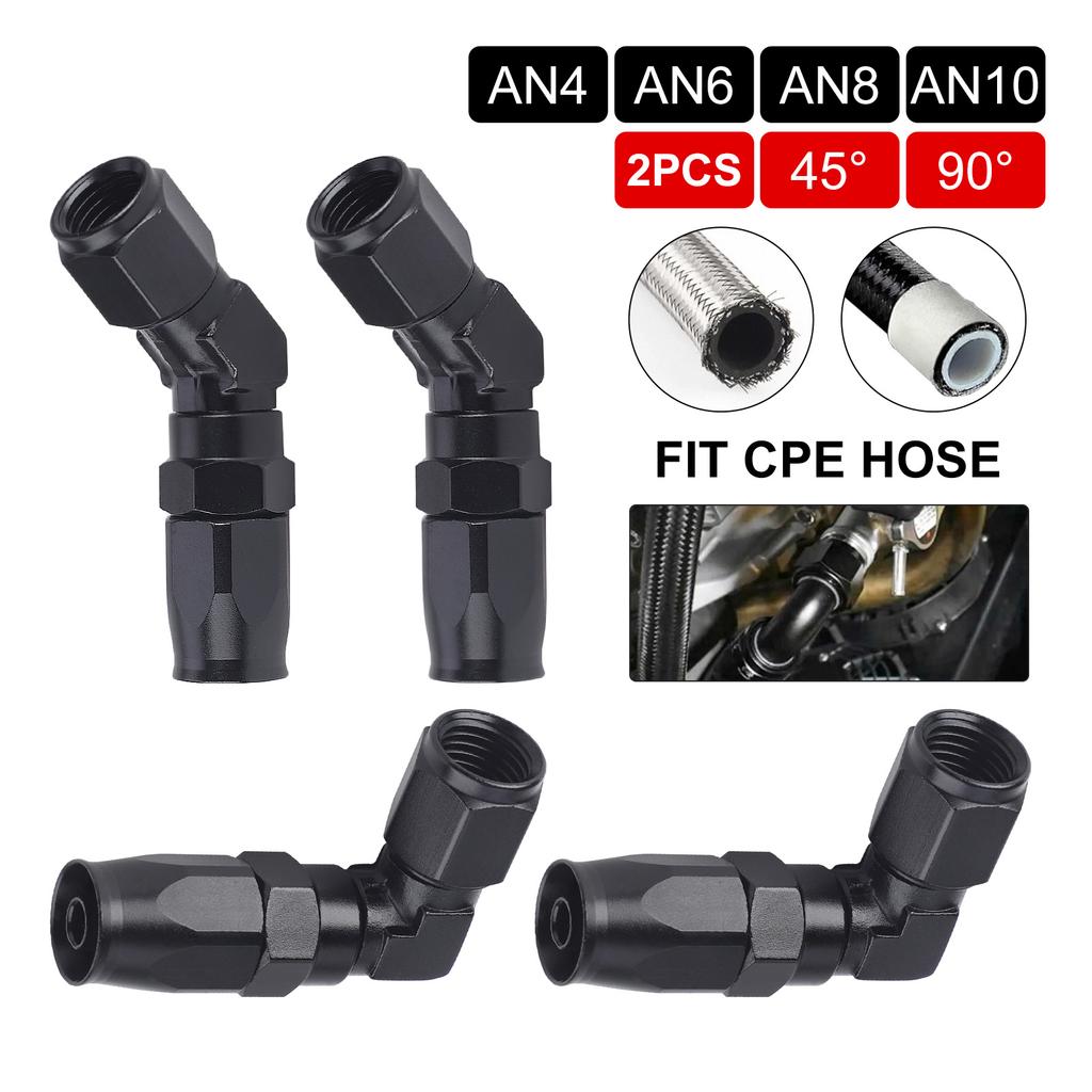 Aluminium 45 Degree 90 Degree 2 PCS Hose End Fitting Swivel Adapter AN4 AN6 AN8 AN10 For Oil Fuel CPE Line Car Oil Cooler Kit