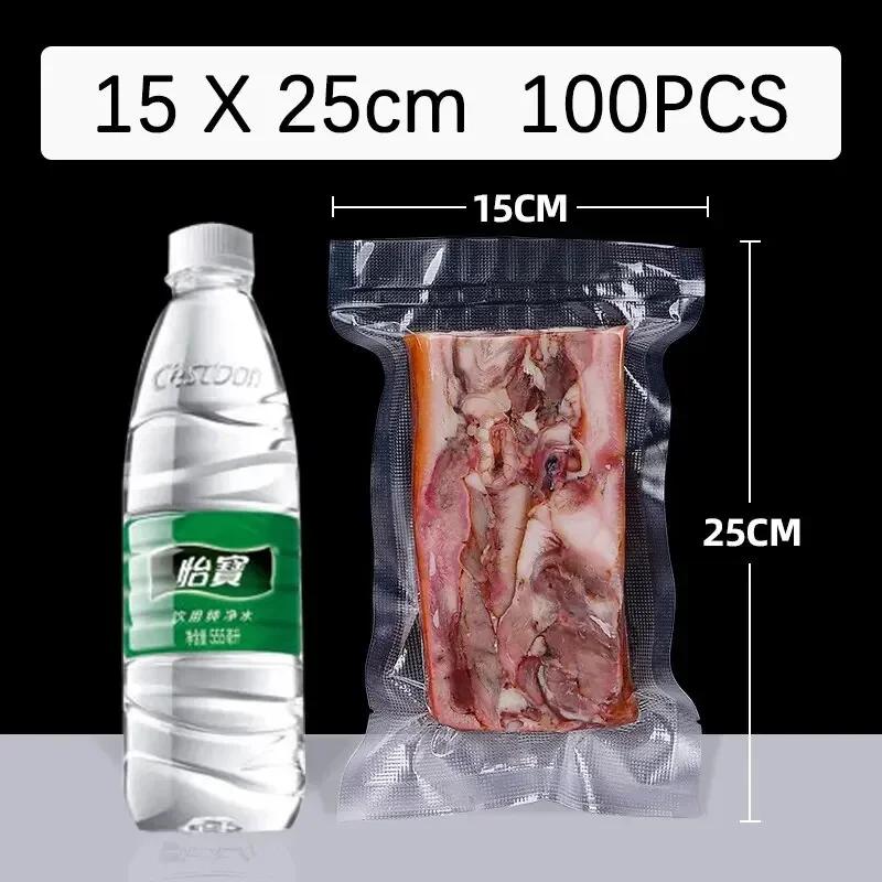 100pcs/Lot Kitchen Vacuum Sealer Bag Transparent Food Packaging Bag Fresh-Keeping Food for Food Saver Seal Storage Meal