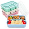 4 Compartments Stackable Snack Boxes Reusable Meal Prep Containers Portable Kids Bento Box