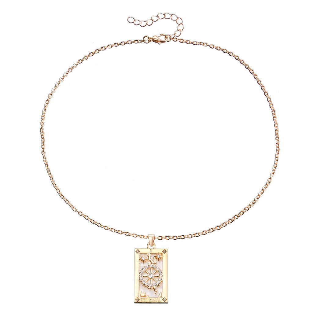 Coloeful Tarot Necklace Star Moon Sun Lovers Magiclan Knight Empress Pendant Necklace for Women