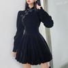 Cheongsam Darlingaga винтажное элегантное готическое велюровое черное платье с темным бантом осень-зима в китайском стиле плиссированные платья вечерние одежда с бриллиантами