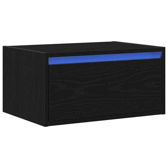 VidaXL Table de chevet murale avec lumières LED chêne noir, armoire, table d'appoint, armoire de lit, armoire de chevet, 860213